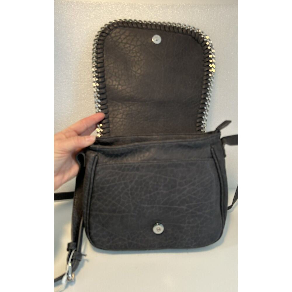 Urban Expressions Lita Gray Vegan Leather Handbag Chain Flap Crossbody - Picture 8 of 12